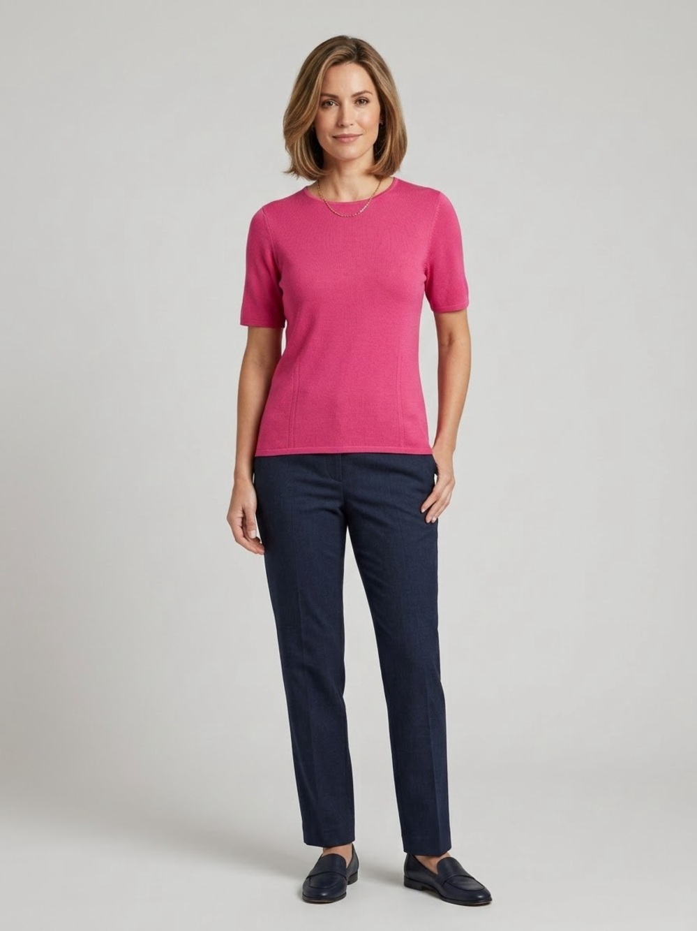 Barry Bricken Pure Silk Knit Short Sleeve Top Fine Gauge Crewneck Pullover